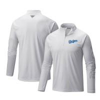 Los Angeles Dodgers Columbia White Terminal Tackle Omni-Shade Raglan Quarter-Zip Pullover Top