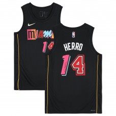 Игровая джерси Tyler Herro Miami Heat Autographed Fanatics Authentic Black Nike Mixtape Edition Swingman