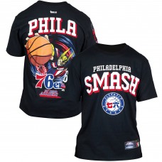 Unisex Philadelphia 76ers Hyperfly Black NBA x My Hero Academia All Might Smash T-Shirt