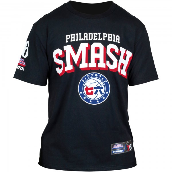 Unisex Philadelphia 76ers Hyperfly Black NBA x My Hero Academia All Might Smash T-Shirt