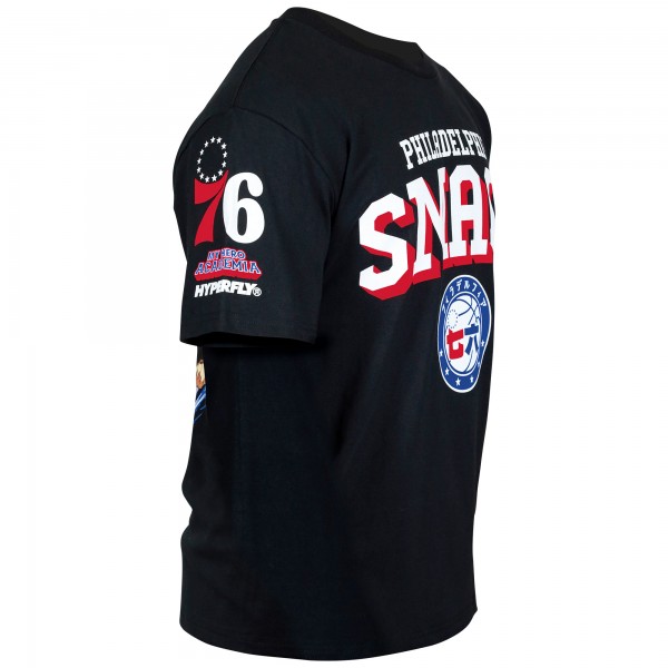 Unisex Philadelphia 76ers Hyperfly Black NBA x My Hero Academia All Might Smash T-Shirt