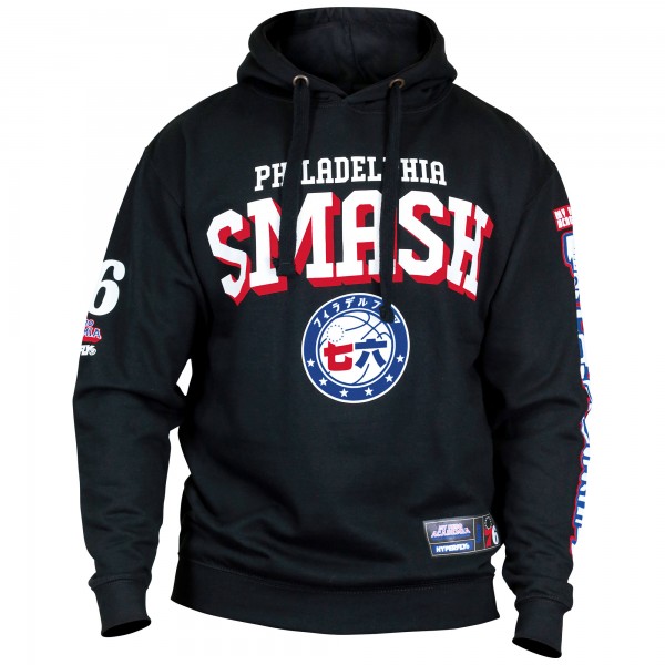 Unisex Philadelphia 76ers Hyperfly Black NBA x My Hero Academia All Might Smash Pullover Hoodie
