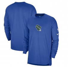 Футболка с длинным рукавом Milwaukee Bucks Nike 2024/25 City Edition Authentic Pregame Performance Shooting - Royal