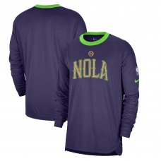 Футболка с длинным рукавом New Orleans Pelicans Nike 2024/25 City Edition Authentic Pregame Performance Shooting - Purple