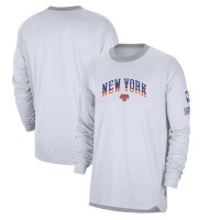Футболка с длинным рукавом New York Knicks Nike 2024/25 City Edition Authentic Pregame Performance Shooting - White