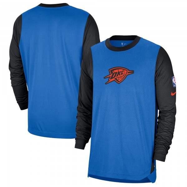 Футболка с длинным рукавом Oklahoma City Thunder Nike Blue/Black 2024/25 City Edition Authentic Pregame Performance Shooting