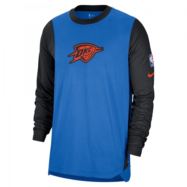 Футболка с длинным рукавом Oklahoma City Thunder Nike Blue/Black 2024/25 City Edition Authentic Pregame Performance Shooting