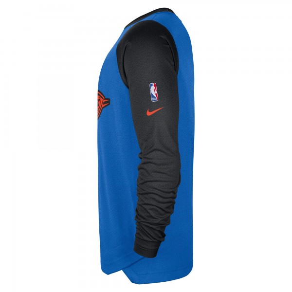 Футболка с длинным рукавом Oklahoma City Thunder Nike Blue/Black 2024/25 City Edition Authentic Pregame Performance Shooting