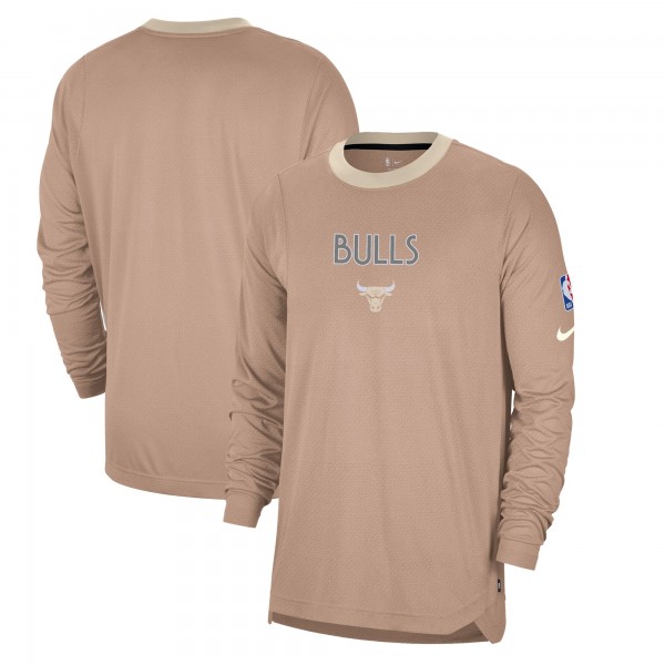 Футболка с длинным рукавом Chicago Bulls Nike 2024/25 City Edition Authentic Pregame Performance Shooting - Tan