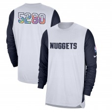 Футболка с длинным рукавом Denver Nuggets Nike 2024/25 City Edition Authentic Pregame Performance Shooting - White