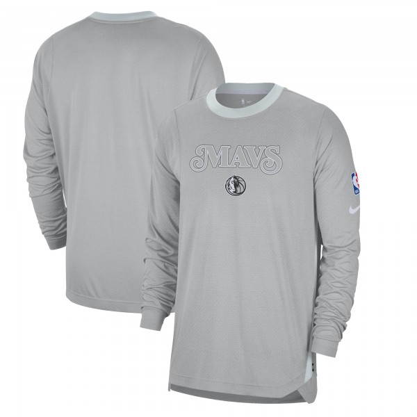Футболка с длинным рукавом Dallas Mavericks Nike 2024/25 City Edition Authentic Pregame Performance Shooting - Silver