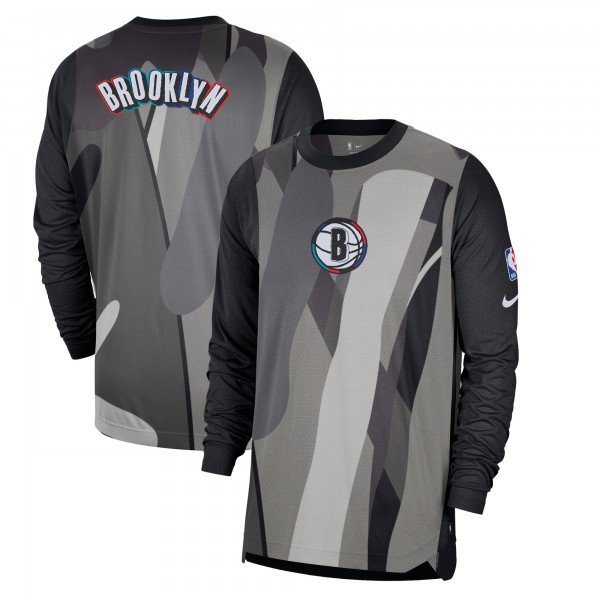 Футболка с длинным рукавом Brooklyn Nets Nike 2024/25 City Edition Authentic Pregame Performance Shooting - Black