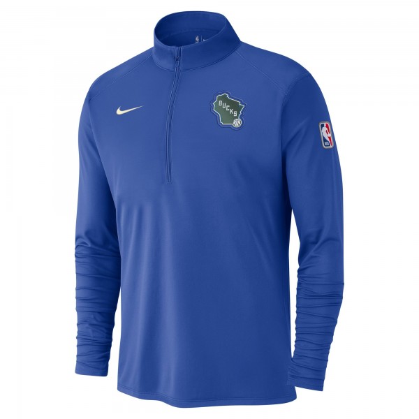 Кофта на короткой молнии Milwaukee Bucks Nike 2024/25 City Edition Authentic Coaches Performance - Royal