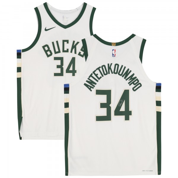 Giannis Antetokounmpo Milwaukee Bucks Autographed Fanatics Authentic White Nike Association Edition Authentic Jersey