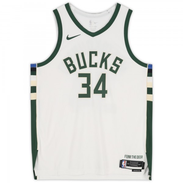 Giannis Antetokounmpo Milwaukee Bucks Autographed Fanatics Authentic White Nike Association Edition Authentic Jersey