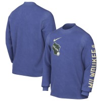 Футболка с длинным рукавом Milwaukee Bucks Nike 2024/25 City Edition Courtside Max90 Heavyweight - Royal
