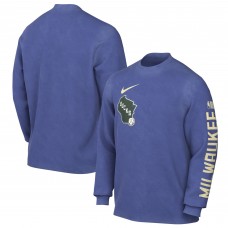Футболка с длинным рукавом Milwaukee Bucks Nike 2024/25 City Edition Courtside Max90 Heavyweight - Royal