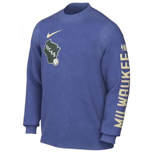 Футболка с длинным рукавом Milwaukee Bucks Nike 2024/25 City Edition Courtside Max90 Heavyweight - Royal