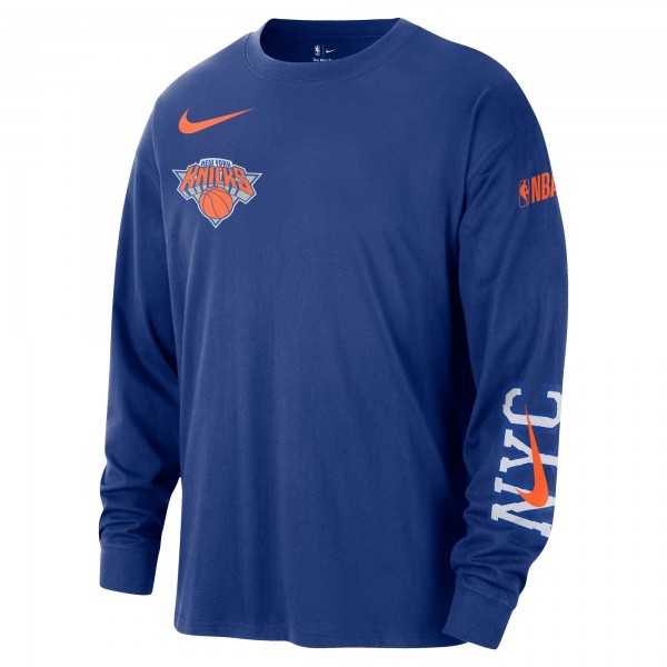 Футболка с длинным рукавом New York Knicks Nike 2024/25 City Edition Courtside Max90 Heavyweight - Blue