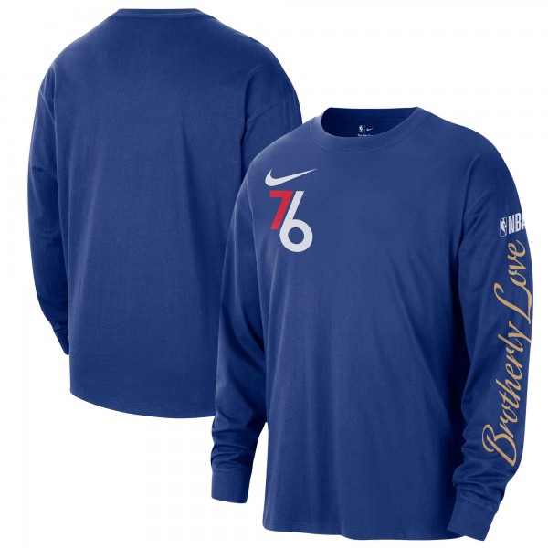 Футболка с длинным рукавом Philadelphia 76ers Nike 2024/25 City Edition Courtside Max90 Heavyweight - Royal