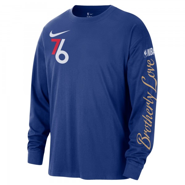 Футболка с длинным рукавом Philadelphia 76ers Nike 2024/25 City Edition Courtside Max90 Heavyweight - Royal