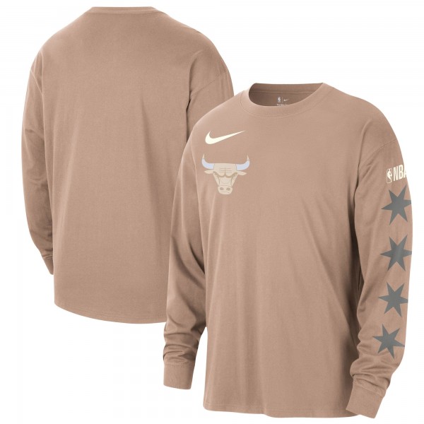 Футболка с длинным рукавом Chicago Bulls Nike 2024/25 City Edition Courtside Max90 Heavyweight - Tan