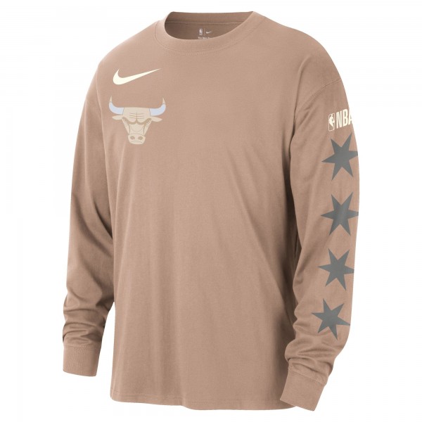 Футболка с длинным рукавом Chicago Bulls Nike 2024/25 City Edition Courtside Max90 Heavyweight - Tan