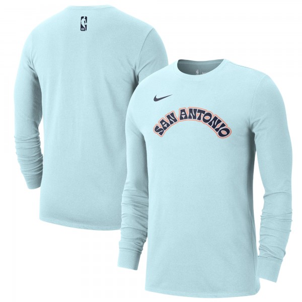 Футболка с длинным рукавом San Antonio Spurs Nike 2024/25 City Edition Essential Logo - Light Blue