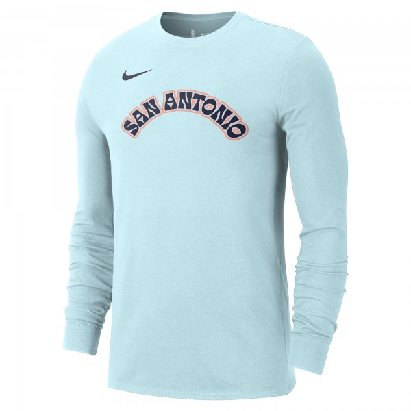 Футболка с длинным рукавом San Antonio Spurs Nike 2024/25 City Edition Essential Logo - Light Blue