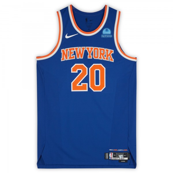 Dylan Windler New York Knicks Fanatics Authentic Game-Used #20 Blue Nike Jersey vs. New Orleans Pelicans on October 28, 2023 - Size 50+4