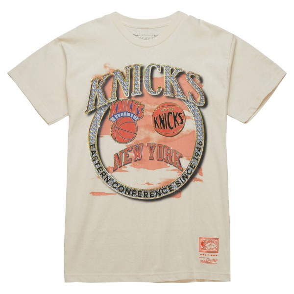 New York Knicks Mitchell & Ness Tan Hardwood Classics Vintage Soul Crown Jewels T-Shirt