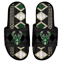 Milwaukee Bucks ISlide Black Shooting Touch Rwanda Pattern Gel Slide Sandals