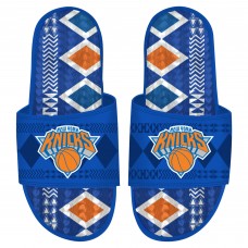 New York Knicks ISlide Blue Shooting Touch Rwanda Pattern Gel Slide Sandals