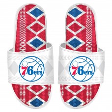 Philadelphia 76ers ISlide White Shooting Touch Rwanda Pattern Gel Slide Sandals