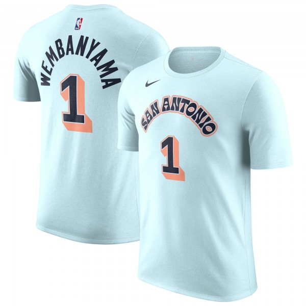 Футболка Victor Wembanyama San Antonio Spurs Nike 2024/25 City Edition Name & Number - Light Blue