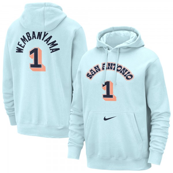 Толстовка Victor Wembanyama San Antonio Spurs Nike 2024/25 City Edition Name & Number - Light Blue
