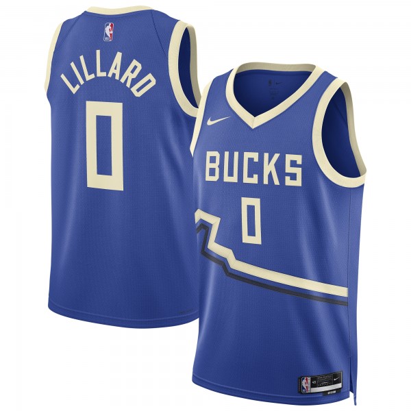 Игровая джерси Damian Lillard Milwaukee Bucks Nike Unisex 2024/25 Swingman Player - City Edition - Royal