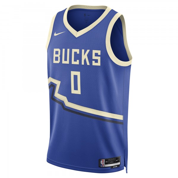 Игровая джерси Damian Lillard Milwaukee Bucks Nike Unisex 2024/25 Swingman Player - City Edition - Royal