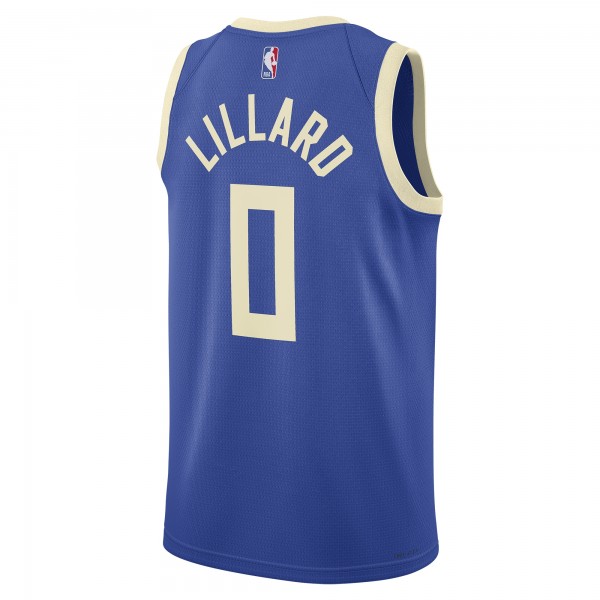 Игровая джерси Damian Lillard Milwaukee Bucks Nike Unisex 2024/25 Swingman Player - City Edition - Royal
