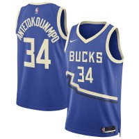 Игровая джерси Giannis Antetokounmpo Milwaukee Bucks Nike Unisex 2024/25 Swingman Player - City Edition - Royal