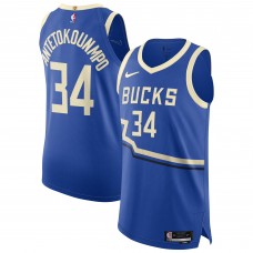 Игровая джерси Giannis Antetokounmpo Milwaukee Bucks Nike 2024/25 Authentic Player - City Edition - Royal