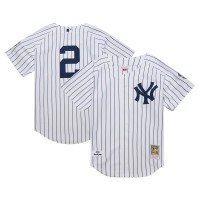 New York Yankees Derek Jeter Mitchell & Ness White 2014 Cooperstown Collection Authentic Throwback Jersey