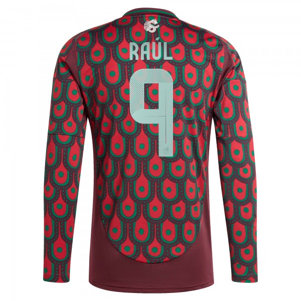 Raul Jimenez Mexico National Team adidas 2024 Home Replica Player Long Sleeve Jersey - Burgundy