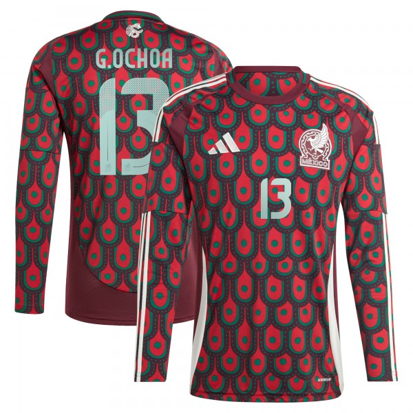 Guillermo Ochoa Mexico National Team adidas 2024 Home Replica Player Long Sleeve Jersey - Burgundy