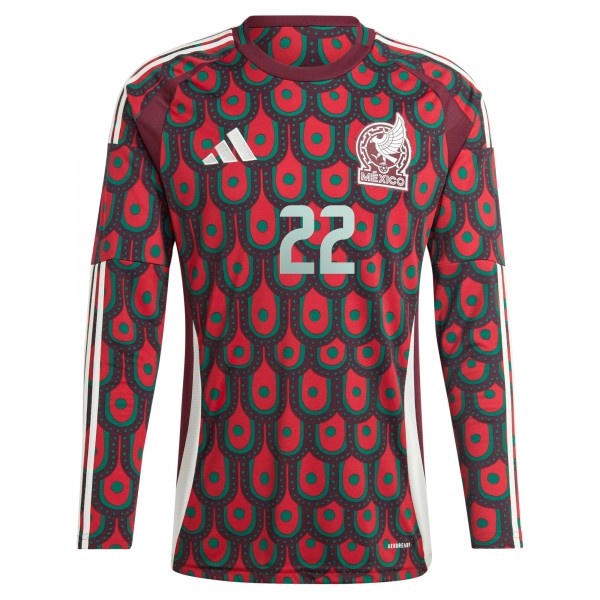 Hirving Lozano Mexico National Team adidas 2024 Home Replica Player Long Sleeve Jersey - Burgundy
