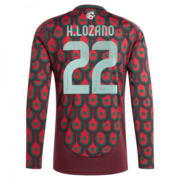 Hirving Lozano Mexico National Team adidas 2024 Home Replica Player Long Sleeve Jersey - Burgundy