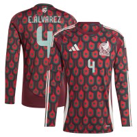 Edson Alvarez Mexico National Team adidas 2024 Home Replica Player Long Sleeve Jersey - Burgundy