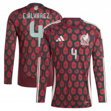 Edson Alvarez Mexico National Team adidas 2024 Home Replica Player Long Sleeve Jersey - Burgundy