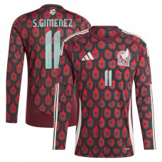 Santiago Giménez Mexico National Team adidas 2024 Home Replica Player Long Sleeve Jersey - Burgundy