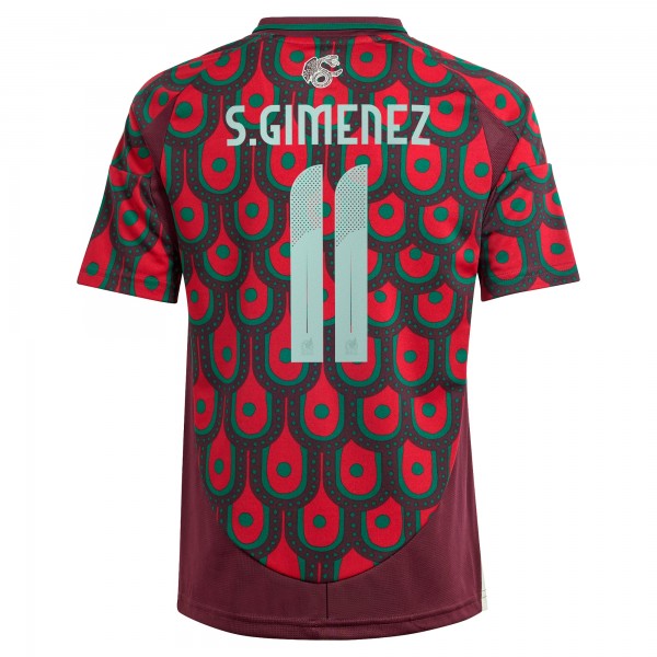 Подростковая Santiago Giménez Mexico National Team adidas 2024 Home Replica Player Jersey - Burgundy